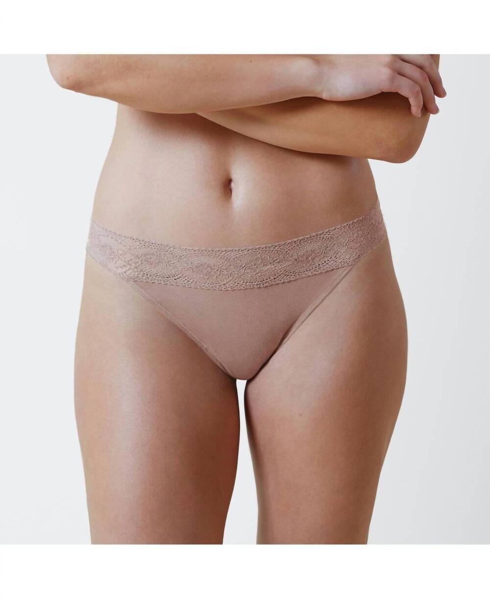 NEW SKARLETT BLUE women's petal one size cotton thong in cashmere